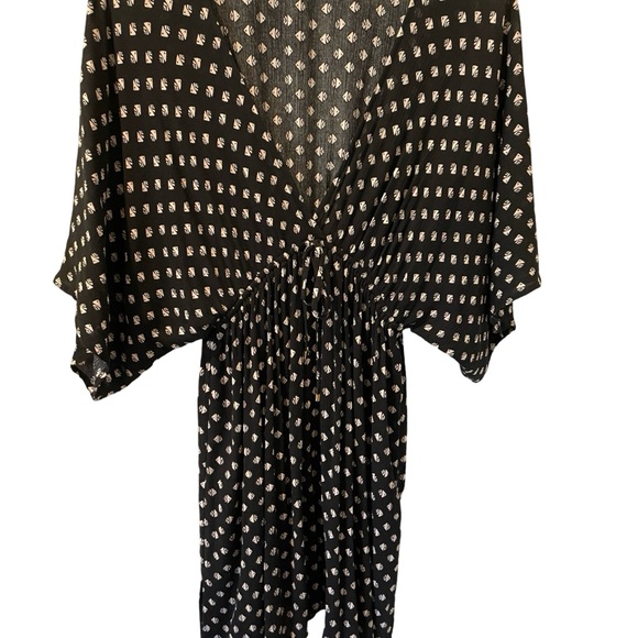 Tory Burch Black Seymore Fish Deep V Swimsuit Coverup/Dress/Tunic SZ S - Picture 4 of 4